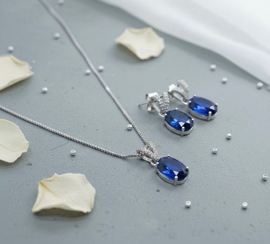 Synthetic Sapphire Pendant Set