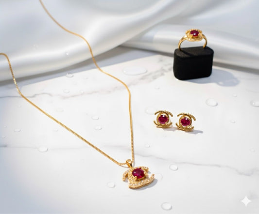 Golden Sapphire Elegance Jewelry Set