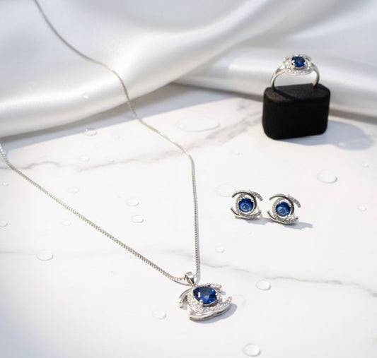 Silver Sapphire Elegance Jewelry Set