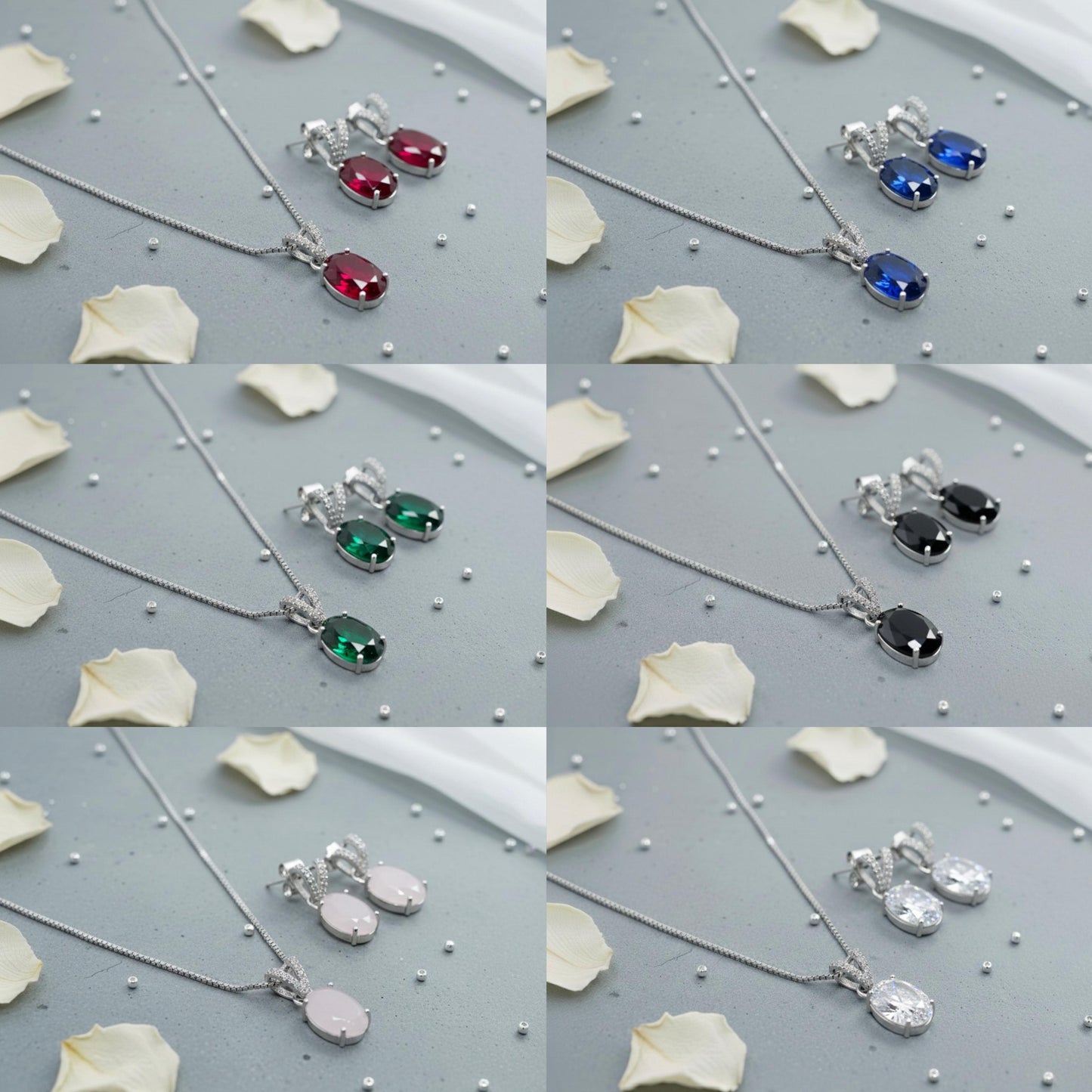 Synthetic Sapphire Pendant Set