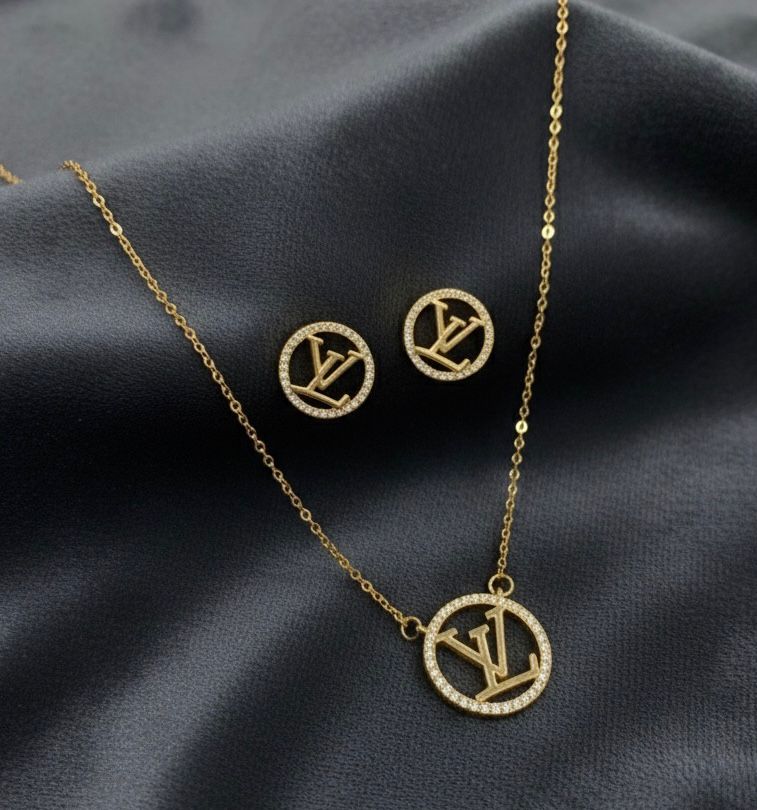 Premium Stainless LV Design Necklace Set