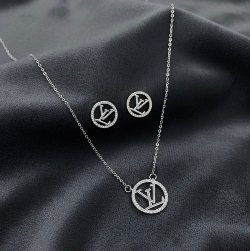 Premium Stainless LV Design Necklace Set