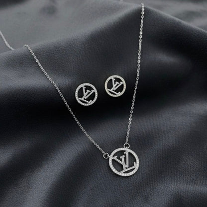 Premium Stainless LV Design Necklace Set