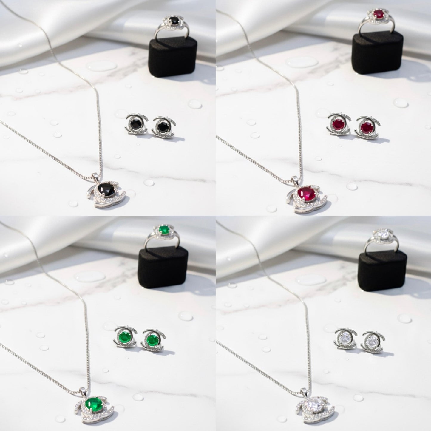 Silver Sapphire Elegance Jewelry Set