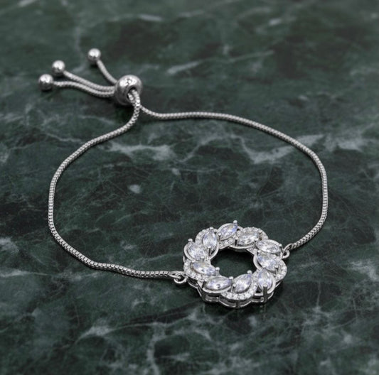 Silver Leaf Halo Bracelet