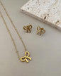 Golden Bow Necklace & Earrings Set